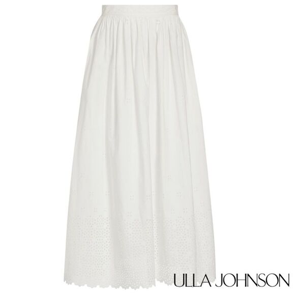 Ulla Johnson **NWT** Marisol Eyelet A Line Cotton Midi Skirt in Cowrie White - Picture 11 of 15